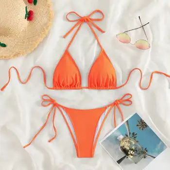 Women’s Orange Split Bikini 1