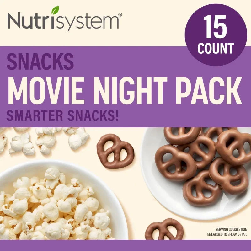 

Nutrisystem ночной снэк-пакетик размером с укусы, попкорн и Попкорн с шоколадным покрытием, 15 шт.