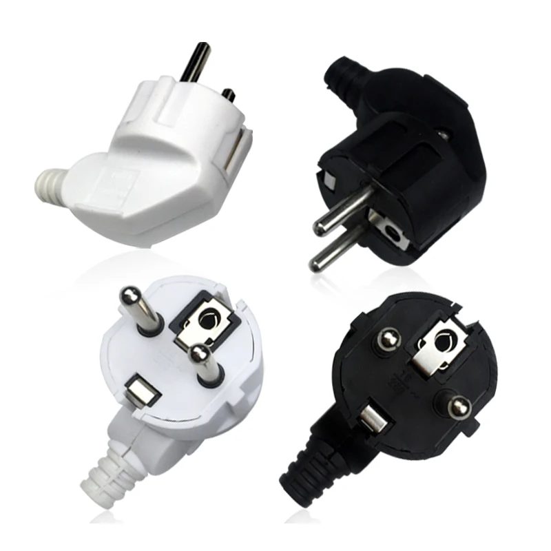 EU Plug Adapter 250V 16A Male Replacement Outlets Rewireable Schuko for Power Extension Cable