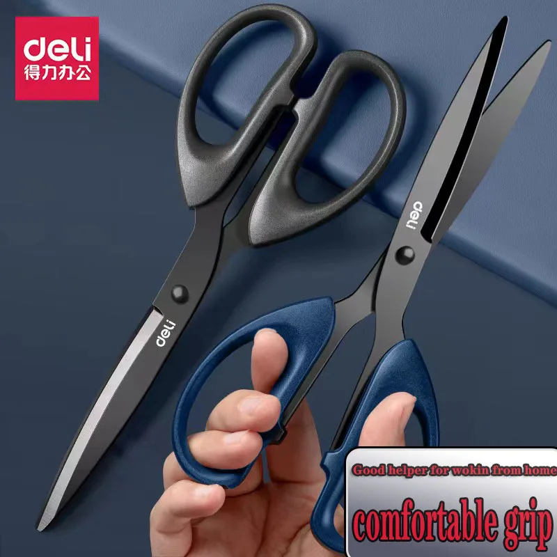 Black Blade Scissors Paper Cutter Stationery Scissors Deli 6009S Stainless Steel for Household Kitchen Office