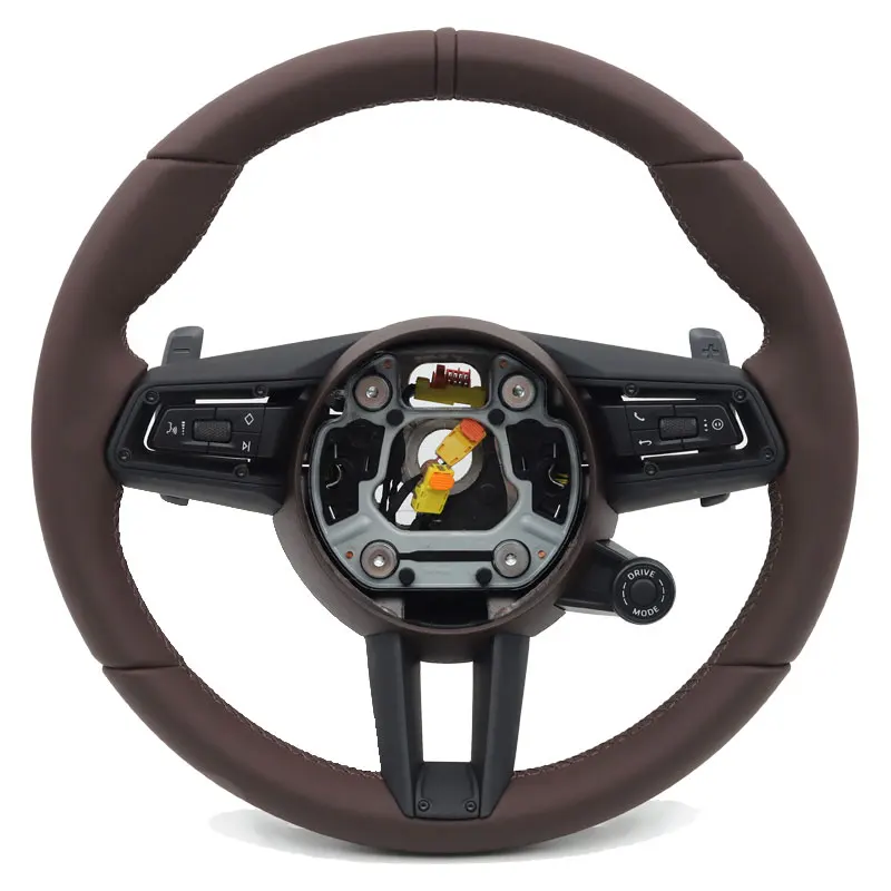 Car Brown Nappa Leather Steering Wheel Fit for Porsche Cayenne