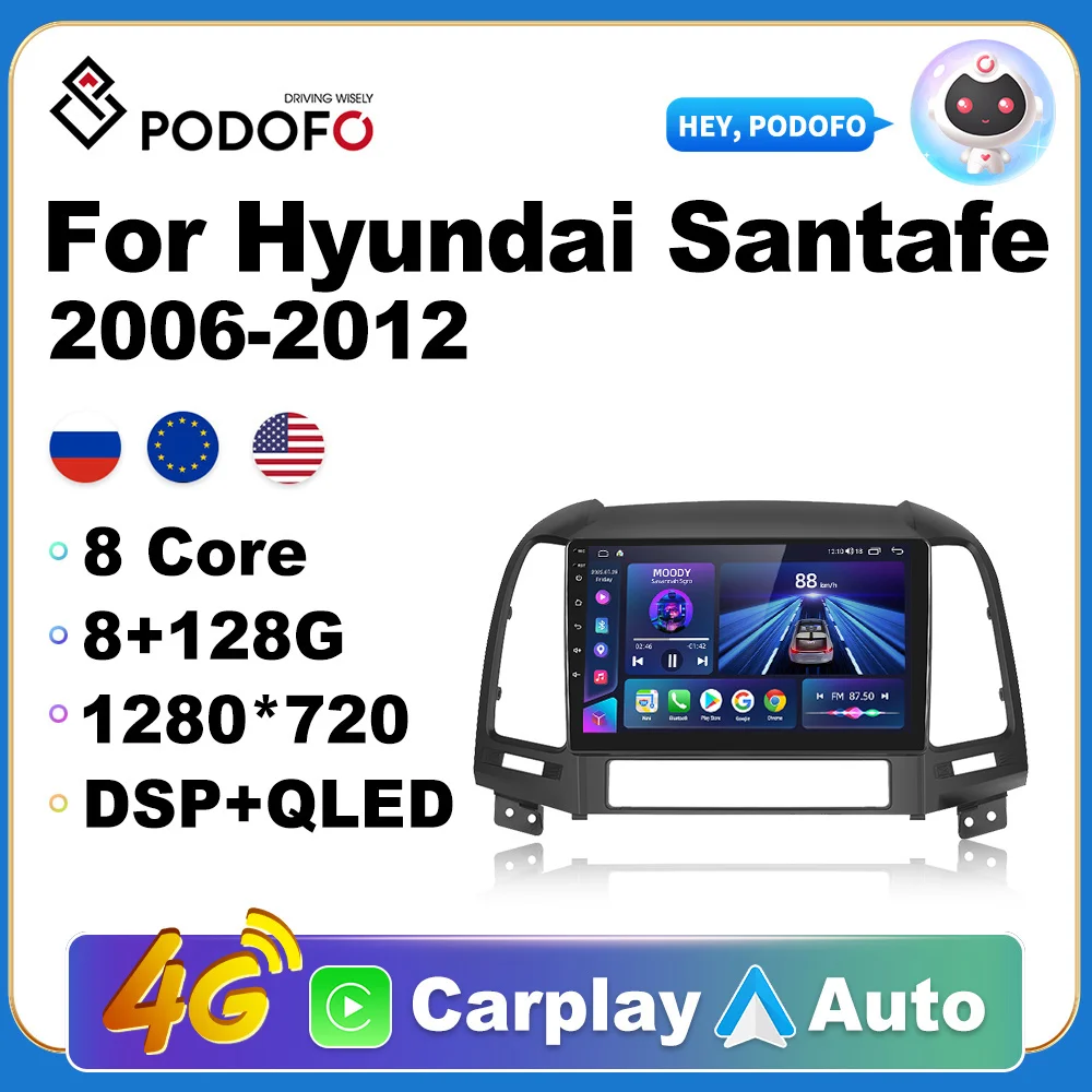 Autoradio 2 din Android 11 pour Hyundai Santa 2006-2012 avec 9.7 Pouces  Écran Tactile Autoradio