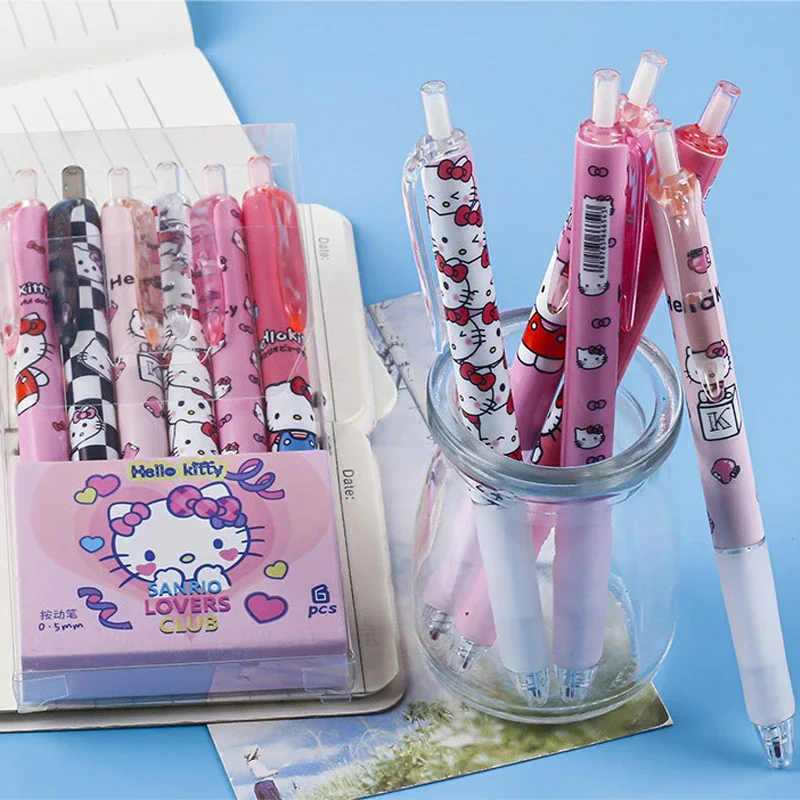 

Sanrio Hello Kitty Kuromi Press The Pen Cute Cinnamoroll Limited Models of High Quality Neutral Pen Girl Heart Student Black Pen