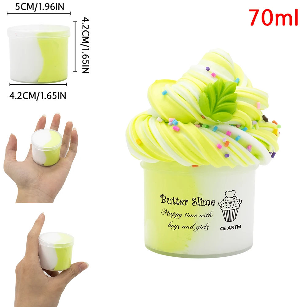 70ml Butter Fluffy Slime Kit Fruit Ice Cream Slime DIY Making Set Non Sticky Super Soft Sludge Polymer Clay Toys Birthday Gifts 3