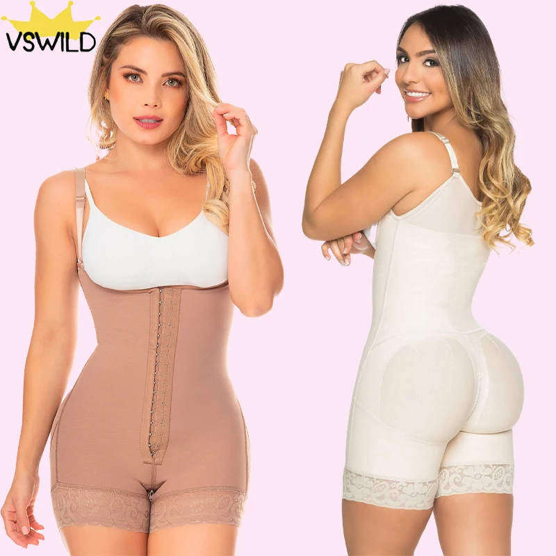 Fajas Colombianas moldeadoras De cuerpo, faja corta con ganchos De 2  líneas, espalda semicerrada, pechos libres, levantamiento De glúteos, Fajas  De Sol Leon - AliExpress