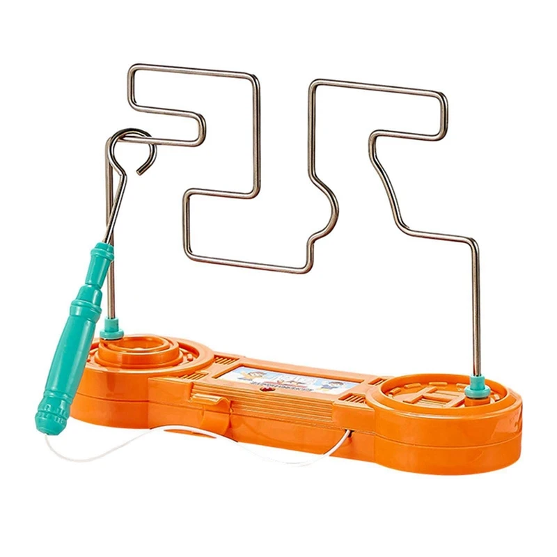 

2X Bump Maze Toy Electric Dont Buzz The Wire Game Classic Tabletop Puzzle Game Retro Toys For Family Gathering, Orange