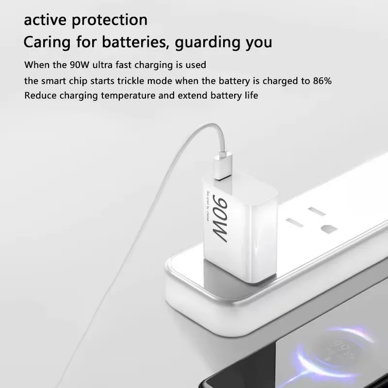 High-Power Turbo Fast 90W Wall Charger with USB Type-C Charge Cable