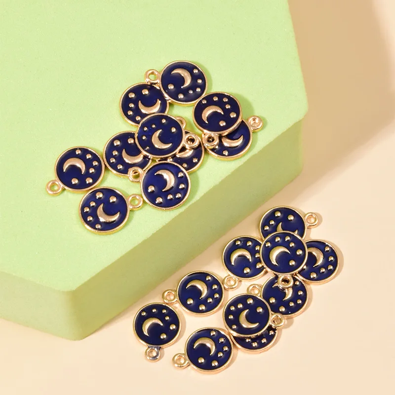 

10pcs New Round Korean Moon and Stars Charm Sky Space Charm DIY Earrings Necklace Keychain Crafts Jewelry Making Findings