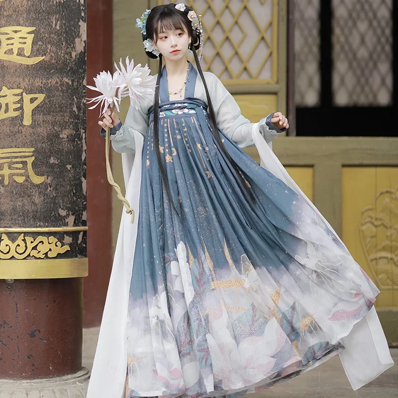 

Женский костюм Hanfu для танцев и представлений, сказочное платье ханьфу династии Тан, платье ханьфу, одежда принцессы