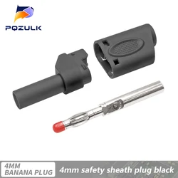 Enhanced Shrouded 4mm Stackable Banana Plug - Fully Insulated Safety Connector - 1PCS (Black)