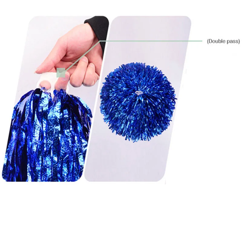 2Pc 30cm Cheerleading Pom Pons Handed Ball-flower Practical Bright Color Glitter for Basketball Sports Dance Cheerleader