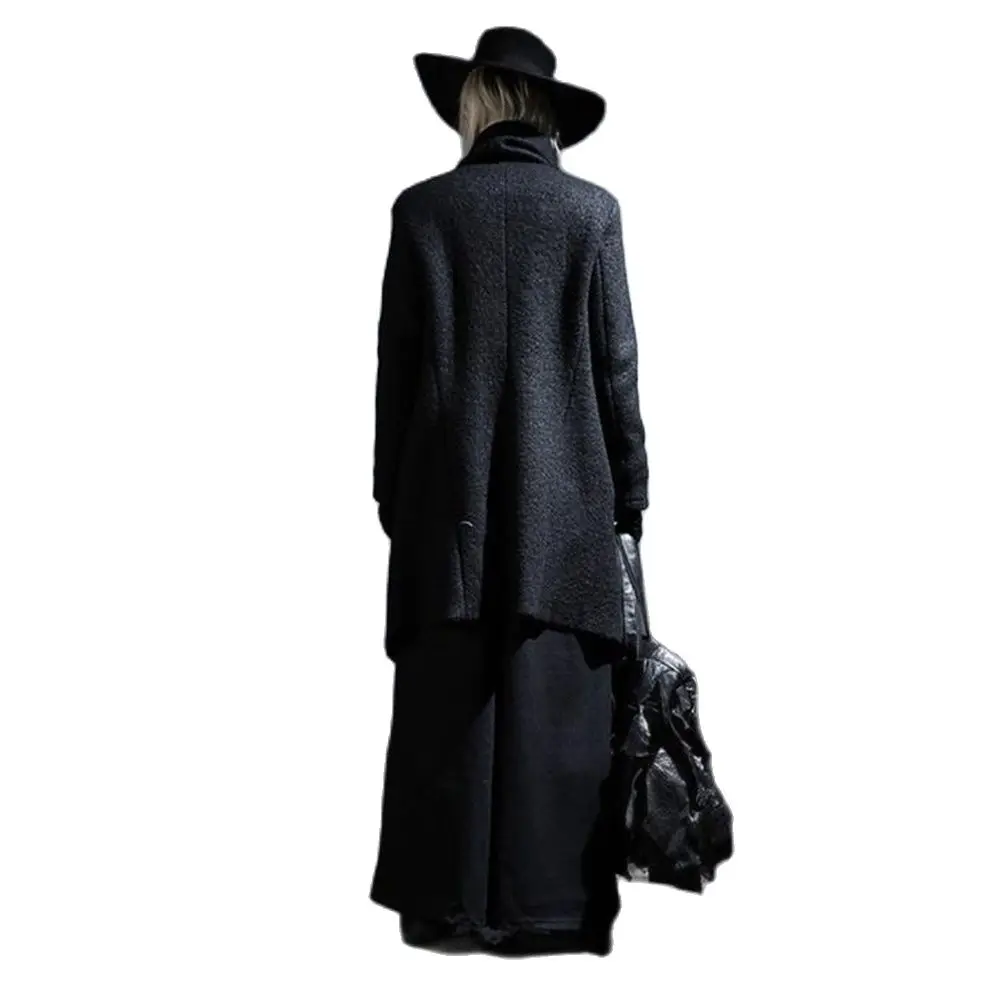Hot Sale Irregular Fashion Long Wool Coat Punk Hip Hop Cloak Man Vintage Gothic Style Long Jacket Abrigo Hombre Hot Sale 5xl