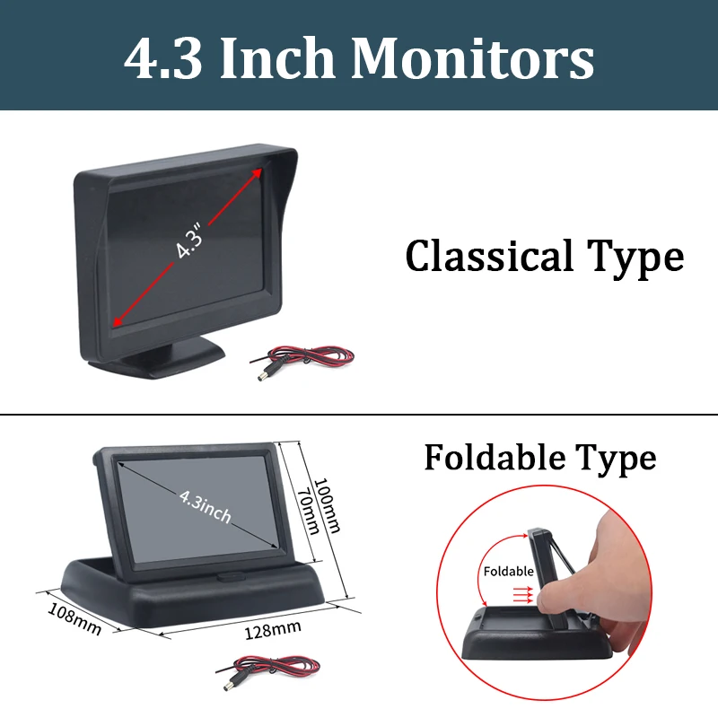 SINOVCLE Car Monitor Rearview Parking Mirror 4.3/5 Inch HD Video Input With Rear View Camera Night Vision Backup For PAL/NTSC