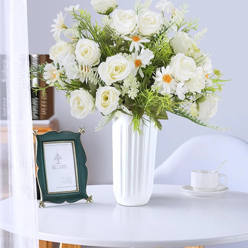 30 cm gefälschte Rose künstliche Blume 1/3 Stück Seide künstliche weiße Blumenstrauß Blume für Hochzeit Party Braut Decora DIY Home Ornament