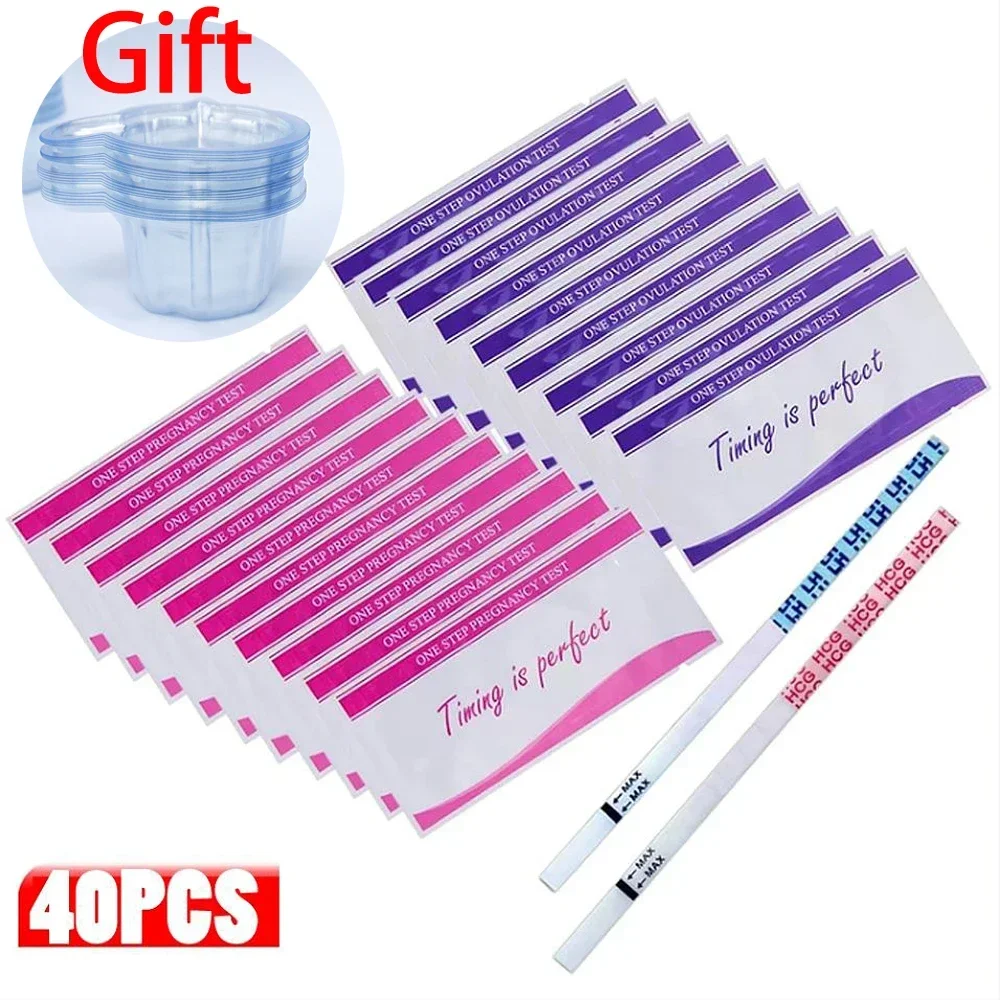 20 + 20 pcs/סט ביצית שתן נקבה בדיקה עצמית רצועות ערכת מנבא הפוריות מקל על דיוק 99%