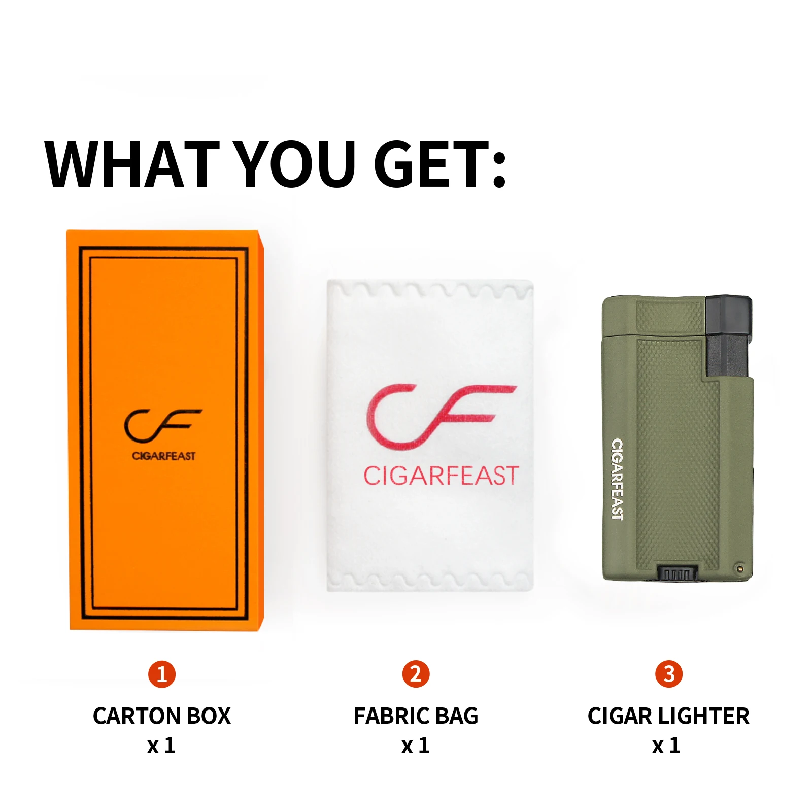 Description Picture 5 of itemCIGARFEAST Windproof Cigar Lighter 2 Jet Torch Blue Flame Gas Butane Lighters with Gift Box Cigar Holder Smoking Accessories