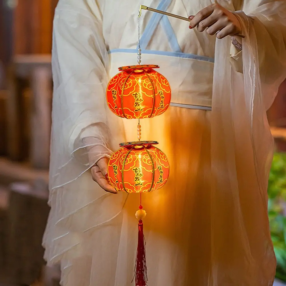 Ancient New Year Persimmon Lantern Handmade 2026 Horse Year Handheld Lantern Cloth Blessing Luminous Lantern Mid-Autumn Festival