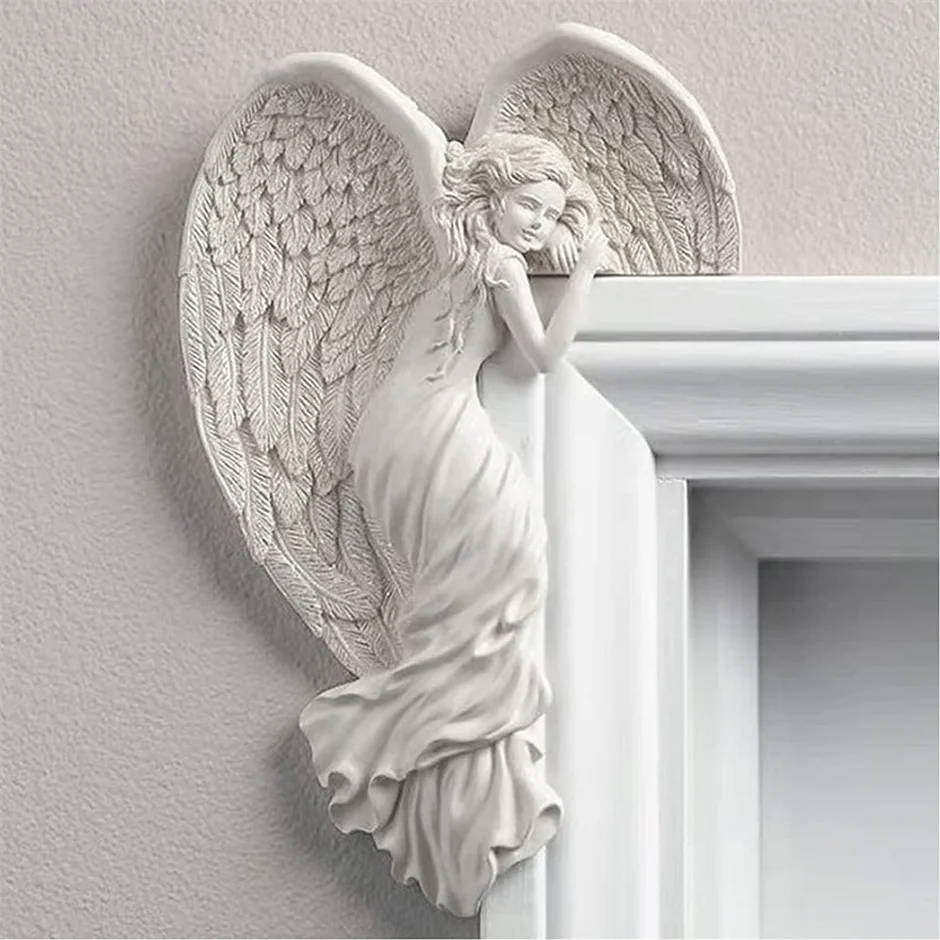 

Angel Door Frame Decor Statue Angel Wings Sculpture Left Right Resin Angel Figurine Wall Decor Vintage Angel Artist Crafts Decor