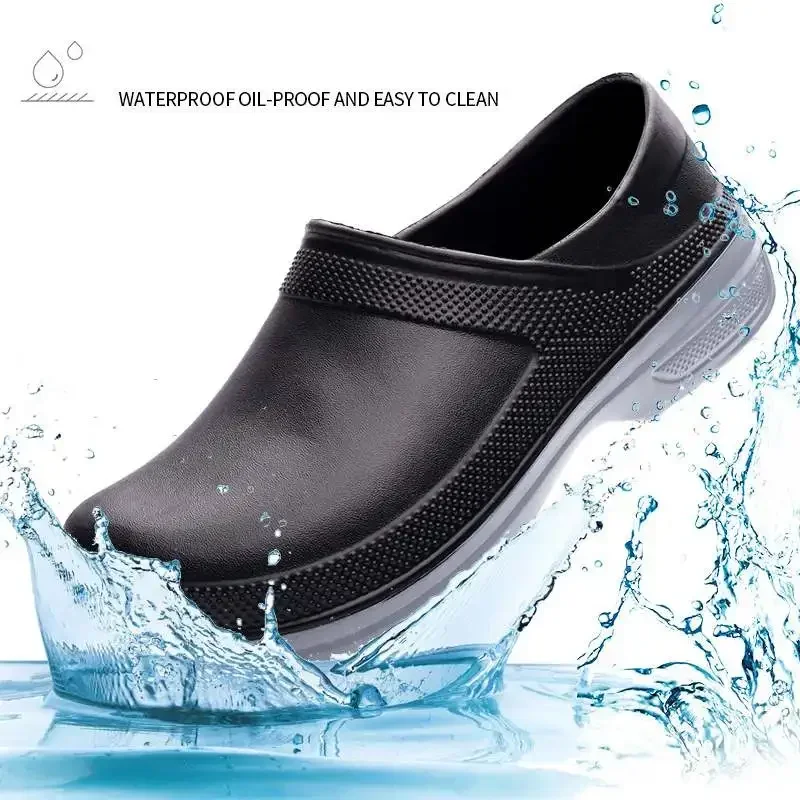 Hotel Kitchen Clogs Non-slip Waterproof Oil-proof Work Shoes Breathable Resistant Kitchen Cook Chef Shoes Plus Size