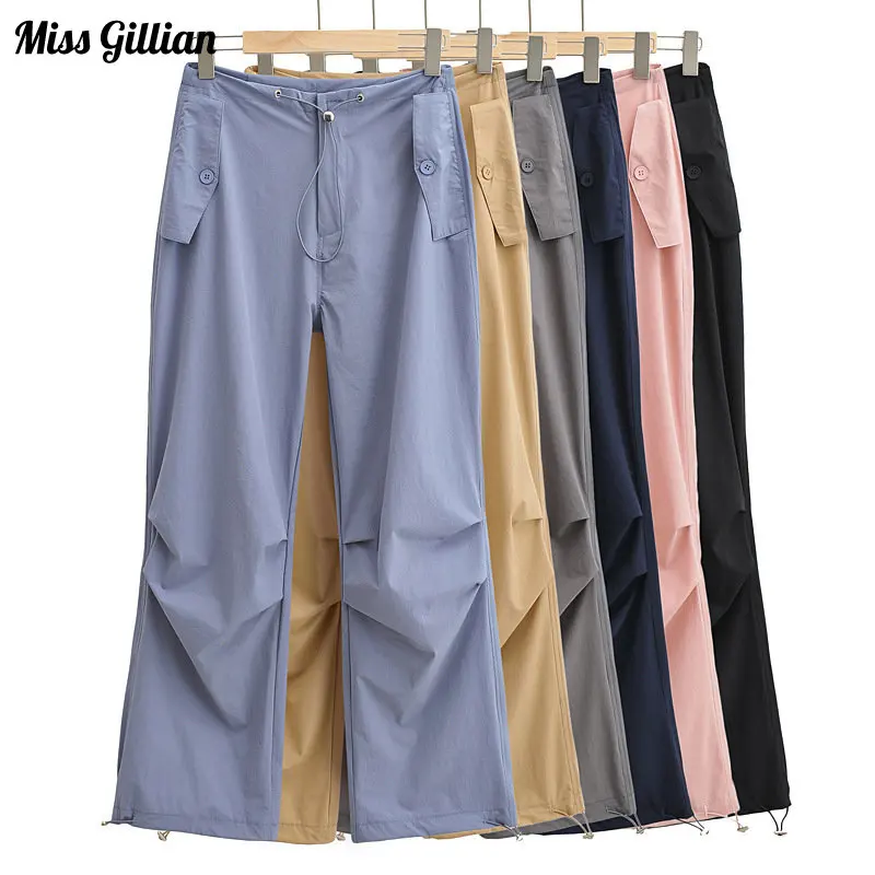 

Sports Pants Casual Cargo Pants Women Streetwear Drawstring Loose Wide Leg Straight Trousers 2023 Fashion Oversize Sweatpants