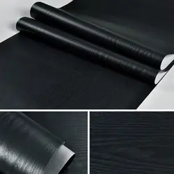 Rustic Wood Vinyl Self-Adhesive Waterproof Wallpaper Sticker - 5mx60cm (Thick Black wood)