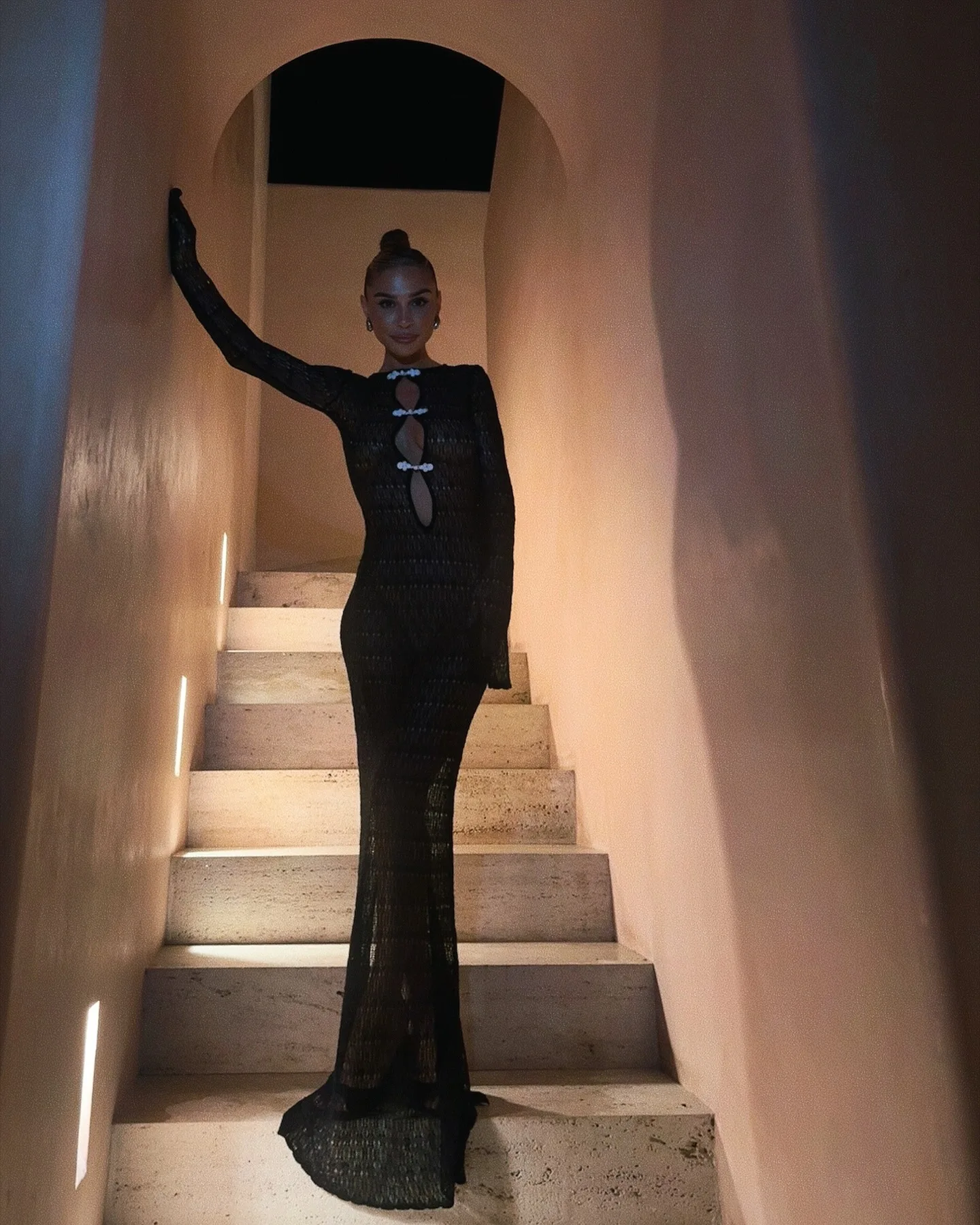 Hollow Slit Long Dress Women's Beach Cover-up Bohemian Dress Floor-length Backless Mermaid Evening Gown Sexy Knit Dress