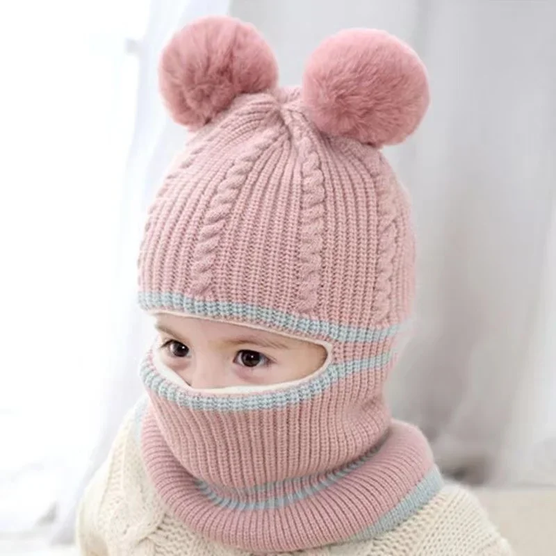 Children Hat Kids Masked Hat Winter Cartoon Little Coral Velvet Cap Plush Kids Caps Fleece Scarf BabyHat Newborn Accessories baby hat baseball cap knit hat kids bucket hat kids sun hat sleeping hat