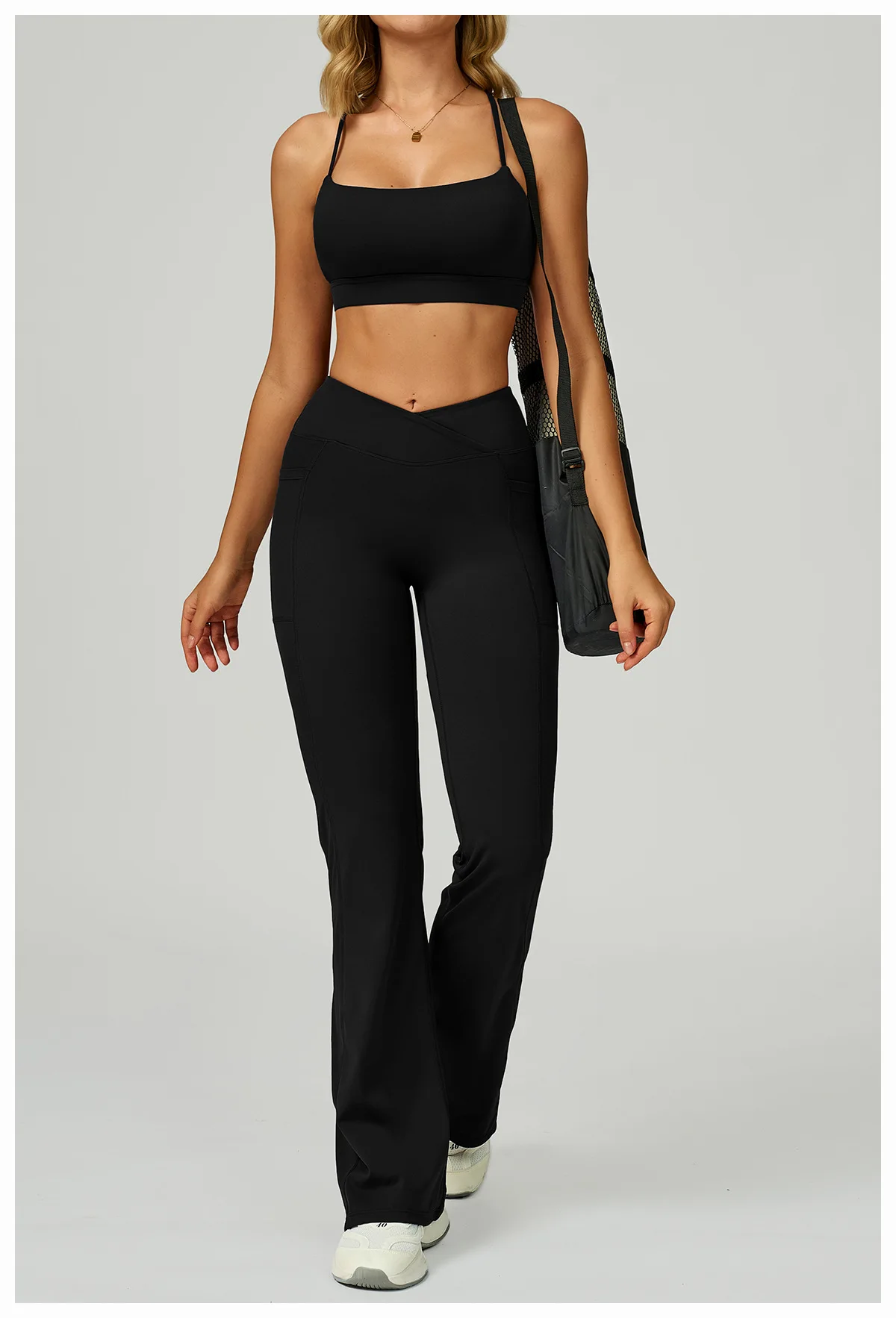 Pantalon Yoga Évasé Taille Haute Femme