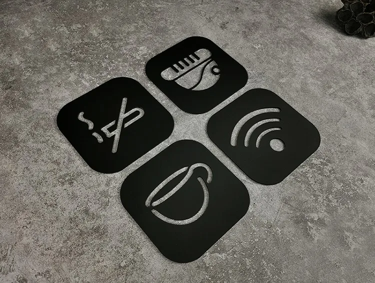 Description Picture 2 of itemToilet Signs Hollow Squatting Reminder Signage Doorplate Warm Reminders Indicator Plaque Plate Bathroom WC Wall Door Sticker