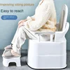 Portable Toilet with Higher BackrestSoft PU Cushion for Pregnant Women and ElderlyComfortable Indoor Seat Portable Commode Chair 2