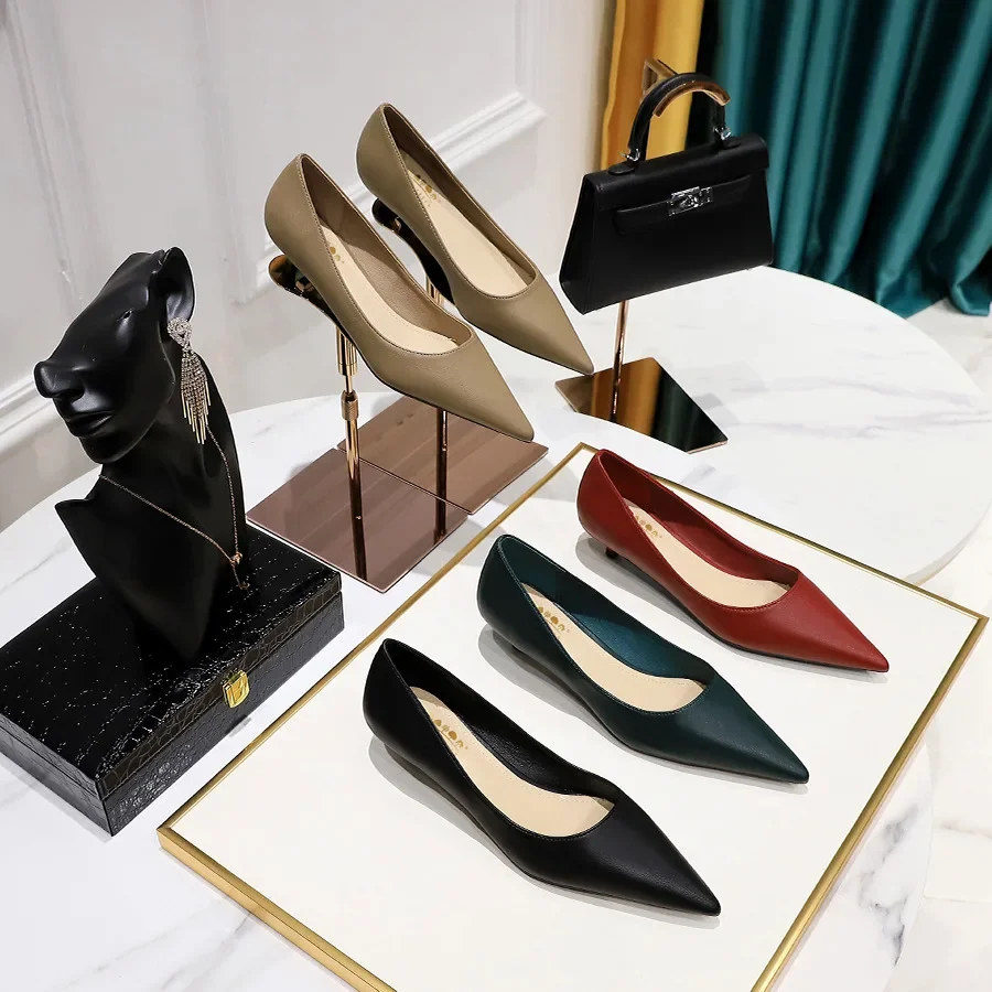 2023 Korean Version Women Pumps Fashion Low Heels Pointed Toe Female Shoes Office Work Oxford Shoes for Women Femme Zapatos 3