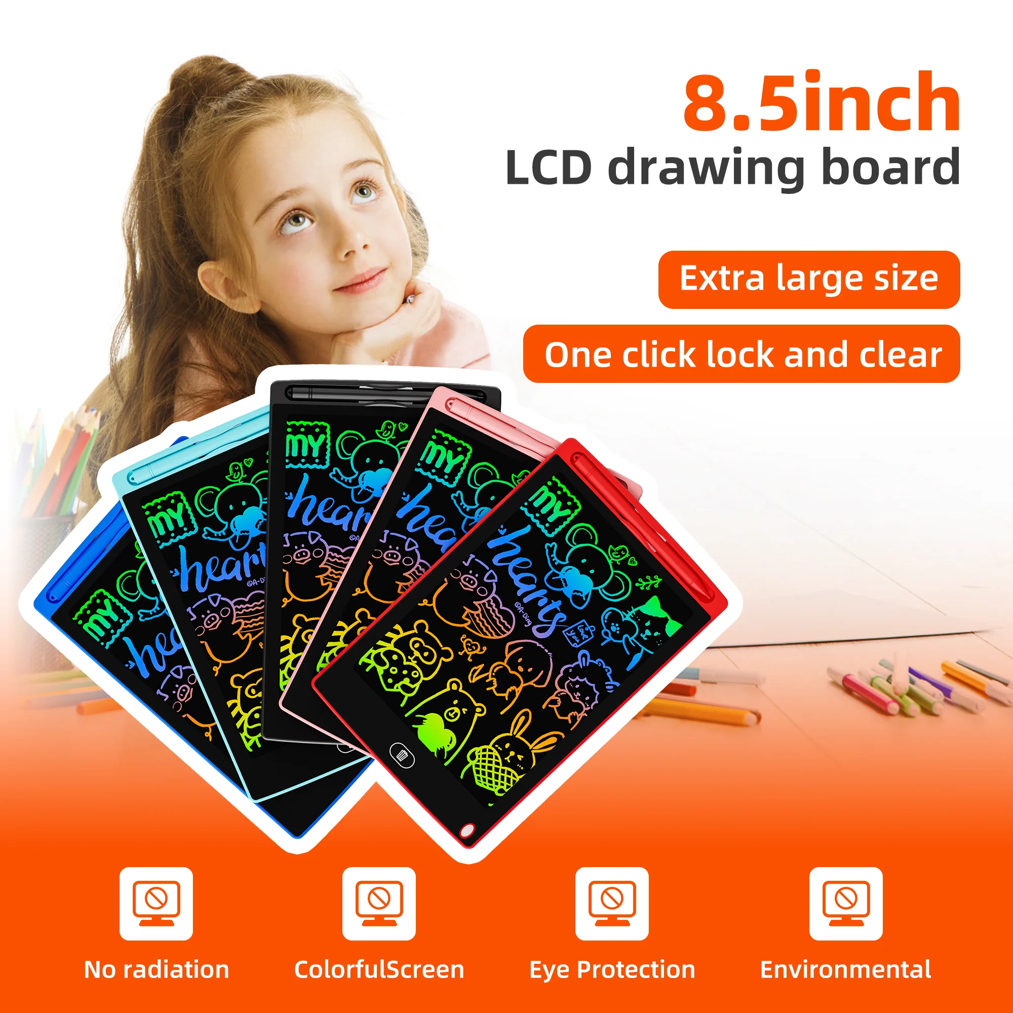 8.5 Inch Children's LCD Drawing Board Eco-friendly Harmless Writing Board Erasable Electronic Magic Chalkboard Art Drawing Tool lcd writing tablet lcd drawing tablet electronic drawing board drawing board lcd writing board drawing toy educational drawing toy
