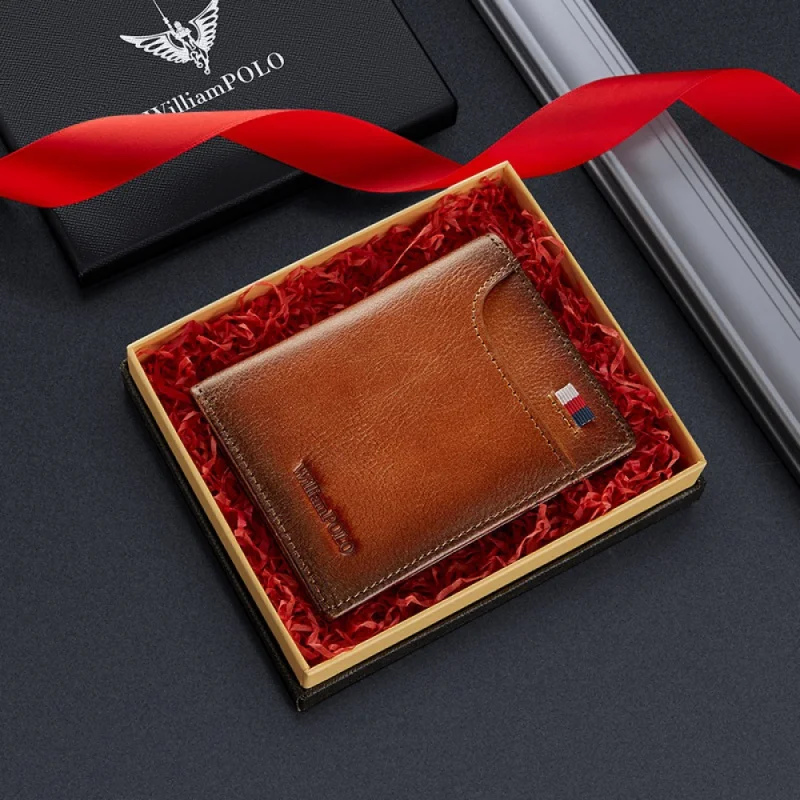 

Emperor Paul Genuine Small Leather Card Holder Multiple Card Slots High-End Anti-Theft Swiping Portable Document Package Bank Ca