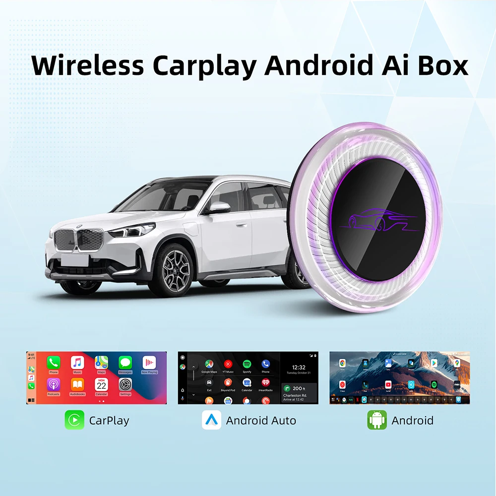 Wireless AI Box for BMW or Other Cars with Wireless CarPlay Android 13 System 8GB RAM 128GB ROM Dual WiFi 4G SIM and HDMI Output — view 3