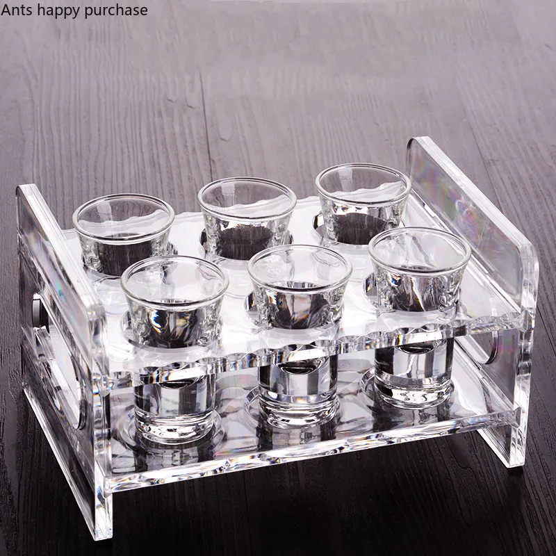 Shot Glass Set White Wine Glass Acrylic Cup Holder Drinkware Set Spirit Bar KTV Wine Holder Cup Storage Rack