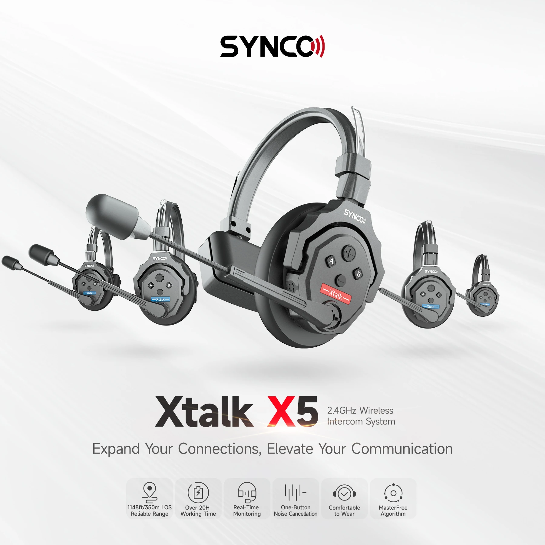 Xtalk 2.4G Wireless Intercom System X1 X2 X5 MasterFree Noise reduction Intercom