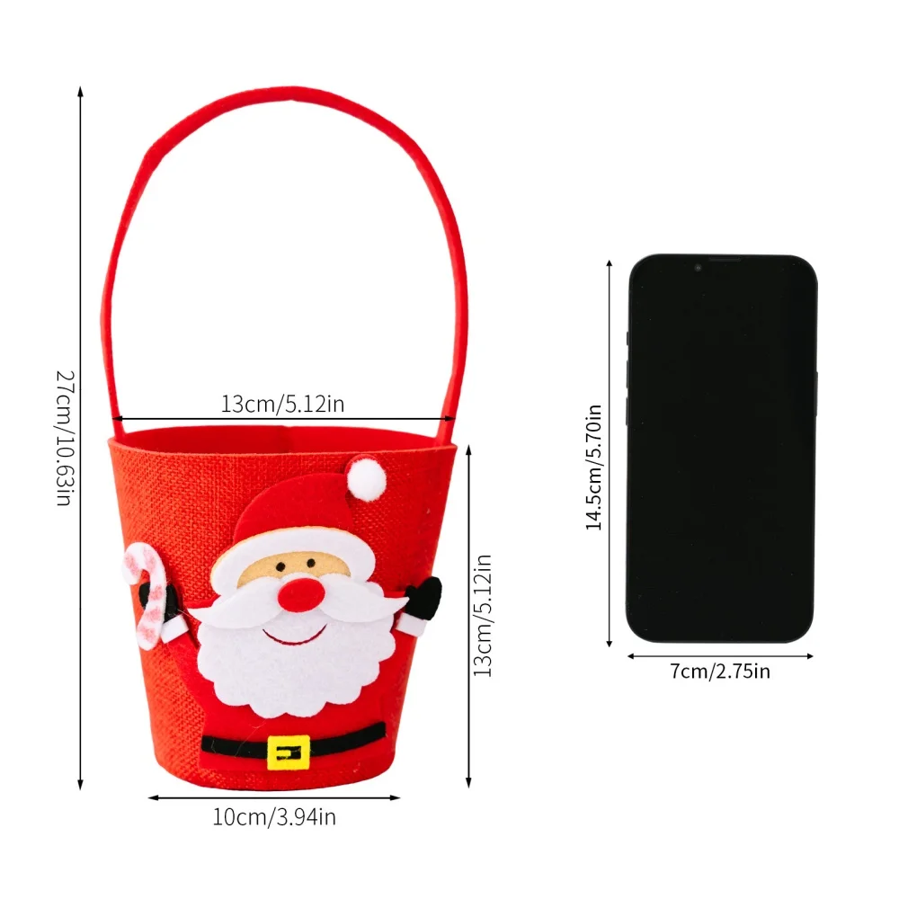 Christmas Cartoon Gift Bucket Children's Portable Candy Bag Santa Claus Snowman Elk Cloth Handbag for Kids Xmas Party Supplies