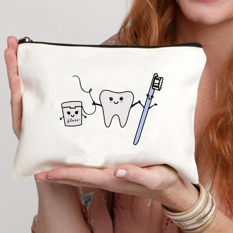 Tooth and Dentist Graphic pattern  Makeup Storage Bags Portable Travel Snack Bag Pencil Case For Child Women's Bag Cosmetics 3