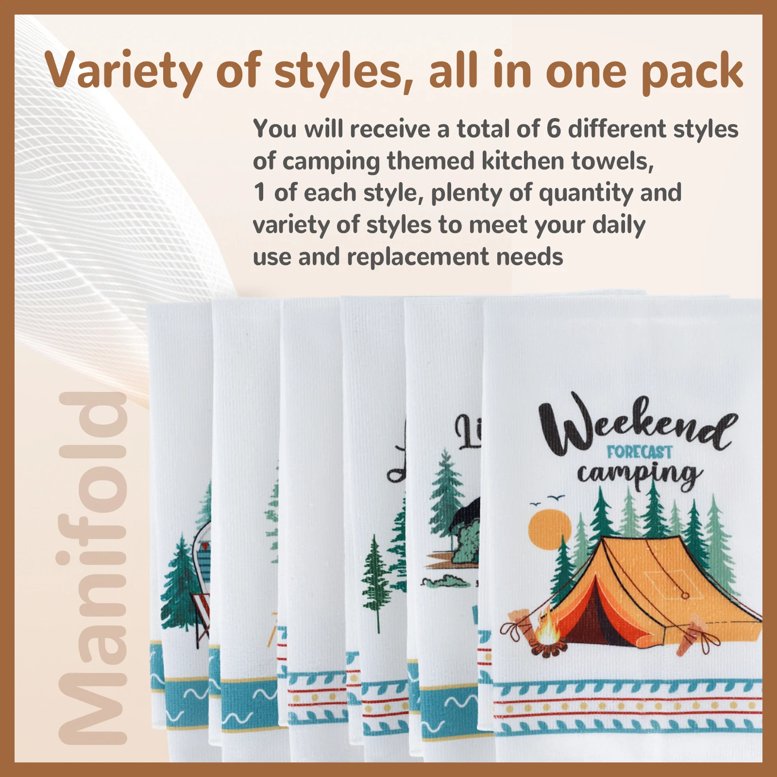 4/6Pcs Kitchen Towels Microfiber Camping Dish Towels 60x40cm Camper Hand Towels with Funny Sayings for Kitchen Bathroom Home