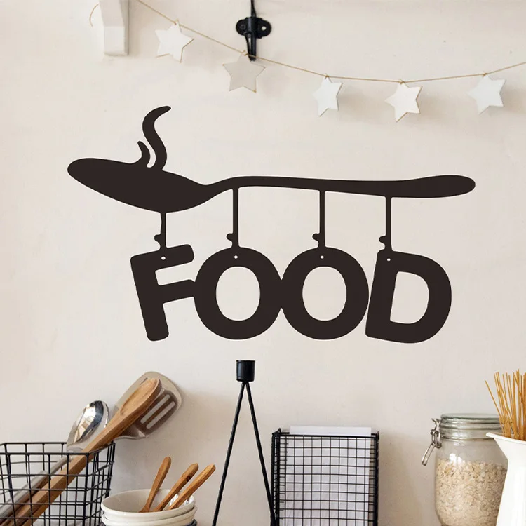 Description Picture 3 of itemFOOD Spoon Silhouette Wall Sticker For Restaurant Kitchen Decoration Wallpaper Creative Pattern Home Decor Decals Self-adhesive