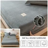 Velvet Plush Fabric Fitted Sheet Soft Elastic Bedspread Solid Color Mattress Cover Bed Protector For Home 150/160/180x200x25cm 5