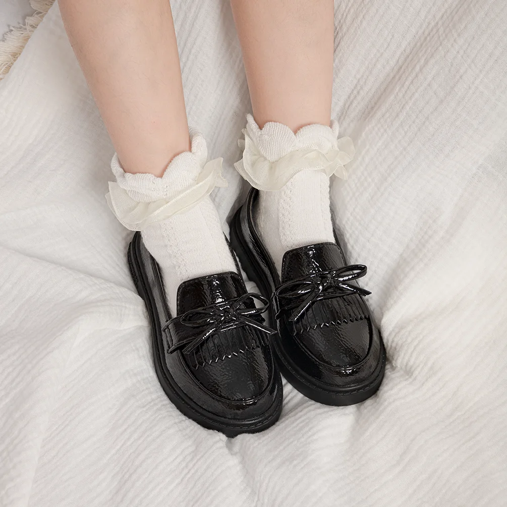 Meckior Mädchen Kinder Lederschuhe Party Campus Fliege Quasten Wohnungen weich bequem lässig Mode Kinder Prinzessin Schuhe – Detail 11