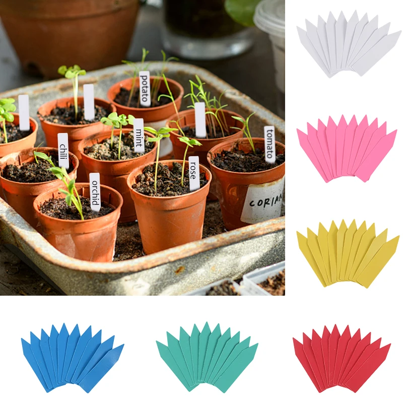 

100pcs Garden Plant Labels Flower Pots Marker Plastic Plant Tags Nursery Markers Seedling Labels Tray Mark DIY Tools