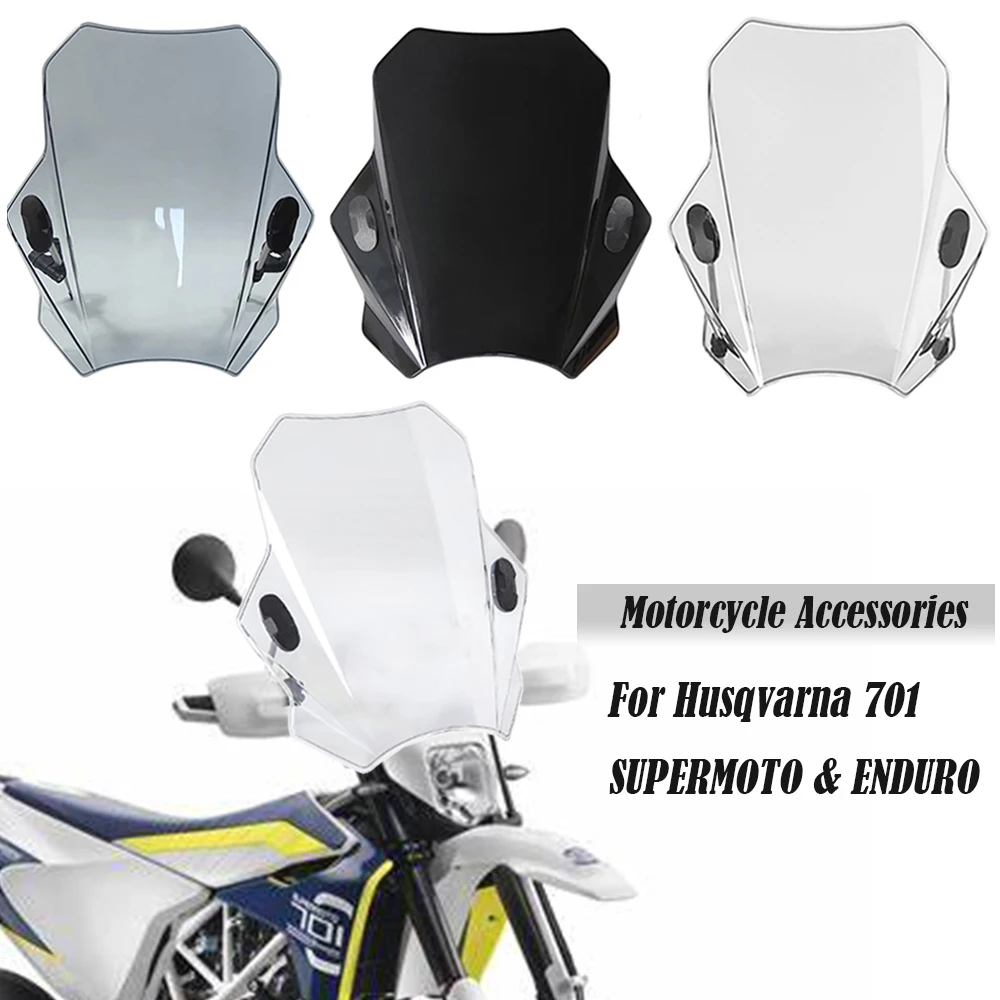 Motorcycle Windshield Glass Cover Screen Deflector For Husqvarna 701 SUPERMOTO & ENDURO bburago 1 18 ktm 990 supermoto r static die cast vehicles collectible motorcycle model toys