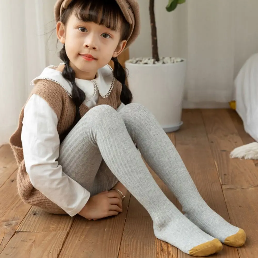 For 4-8years Old Cotton Winter Girls Trousers Candy Color Baby Stockings Child Pantyhose Girl Knitted Tights