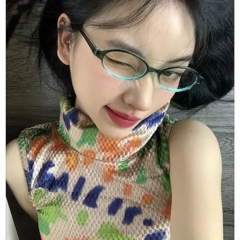 Y2K Retro Eyeglass Frames Elliptical Fashion Decorative