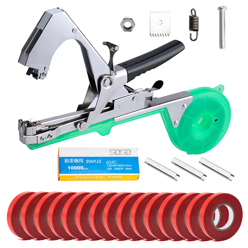 Plant Strapping Machine Plant Tape Tool Packing Vegetable Stalk Branch Hand Strapping Machine With 10/15 Tape Rolls Garden Tools electric hole digger
