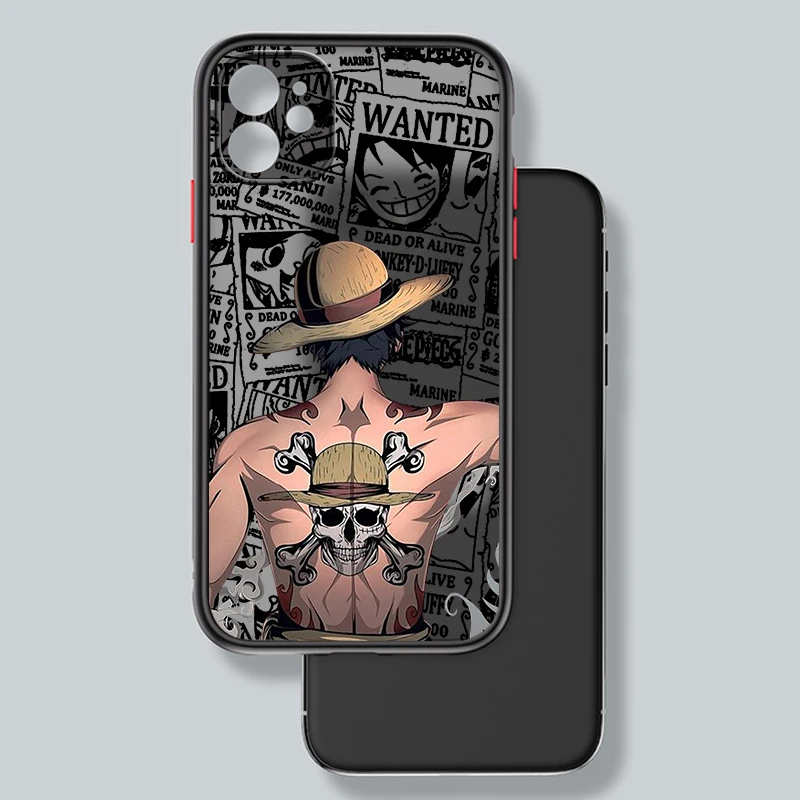 thumbnail image 1 of Funda de teléfono translúcida esmerilada de Anime One Piece para Apple iPhone 15 14 13 12 11 XS XR X 8 7 SE Pro Max Plus Mini, 1 of 5