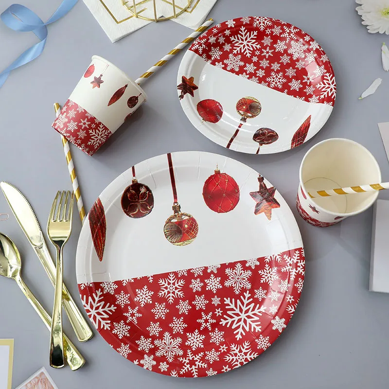Description Picture 4 of item10Pcs Elk Santa Claus Paper Plates Cups Napkins Xmas Party Disposable Tableware New Year Eve Merry Christmas Home Decor Supplies
