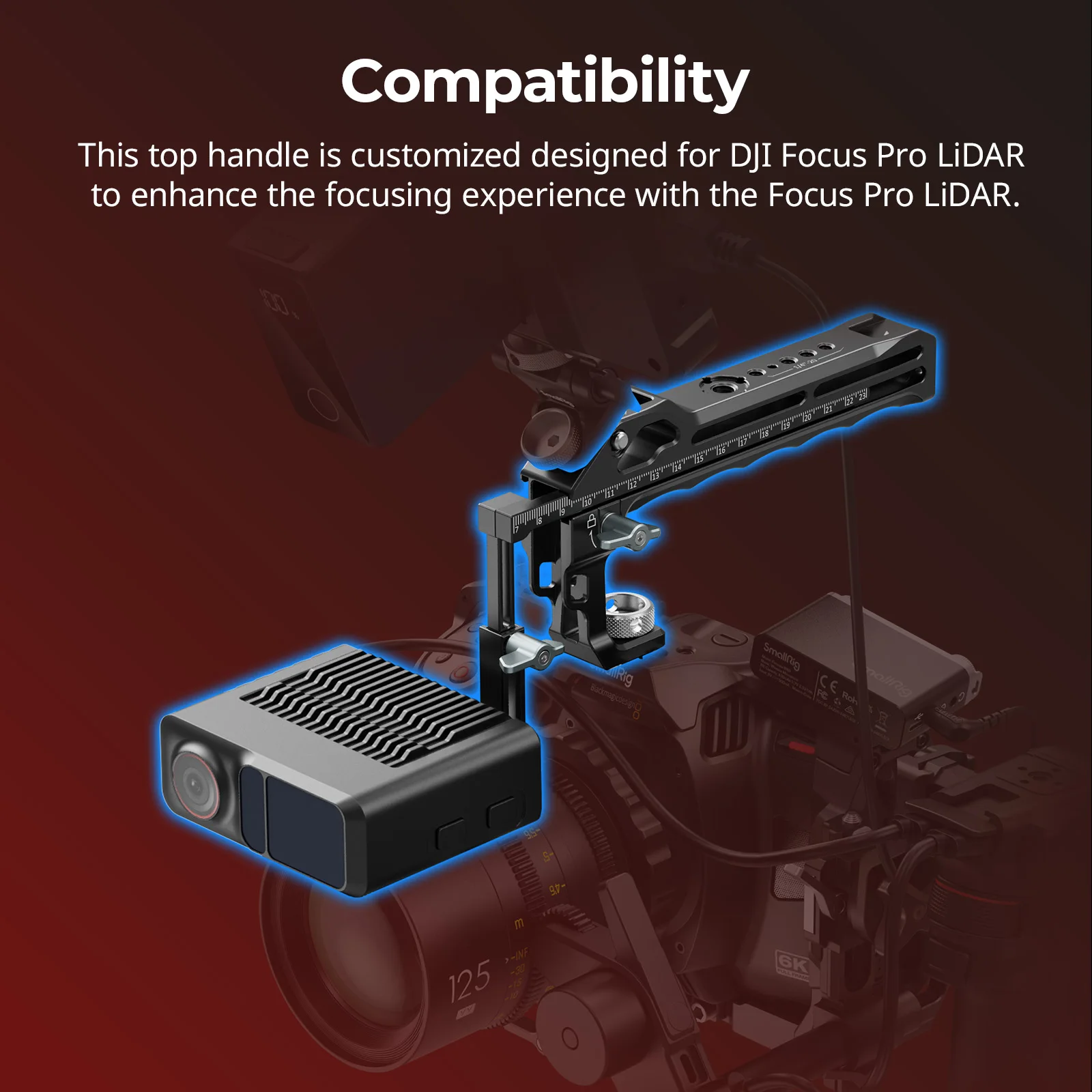 Top Handle for DJI Focus Pro LiDAR with Locking Knob Cold Shoe Built-in Telescop
